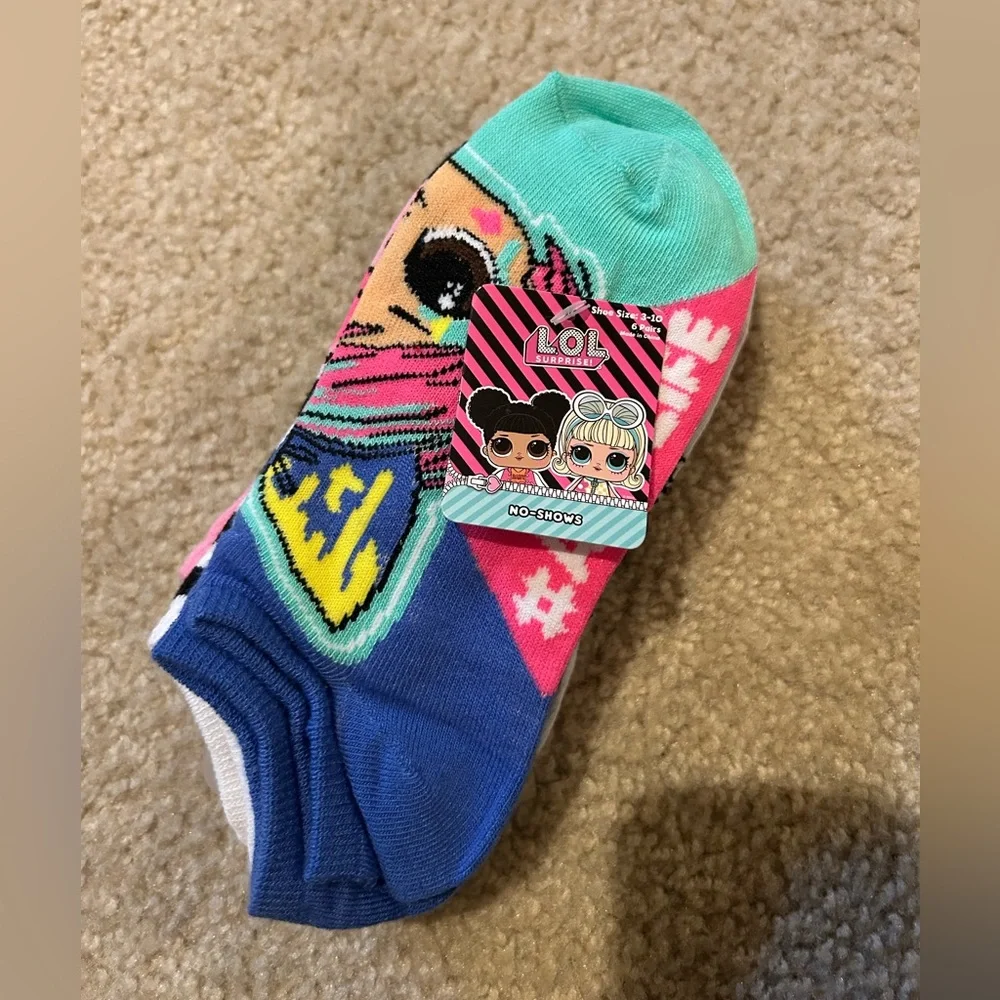 LOL Surprise 6pck Socks big Girls shoe sz 3-10